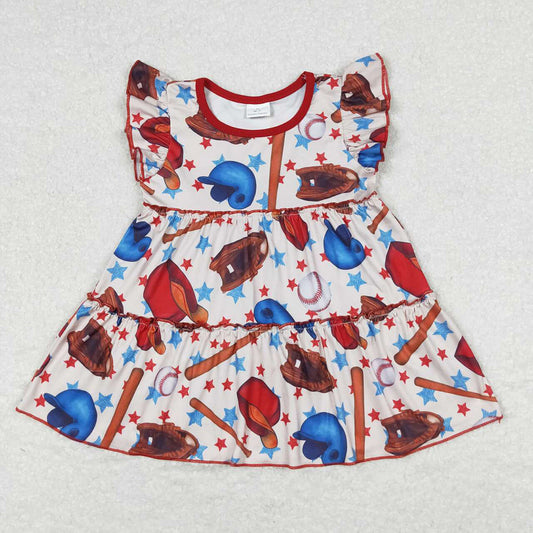 Baby Girls Baseball Stars Flutter Sleeve Tunic Tops
