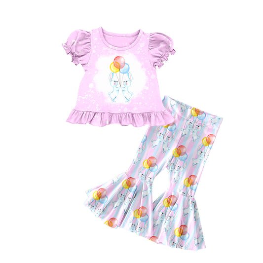 Baby Girls Easter Bunny Balloon Shirt Bell Pants Clothes Sets preorder(moq 5)