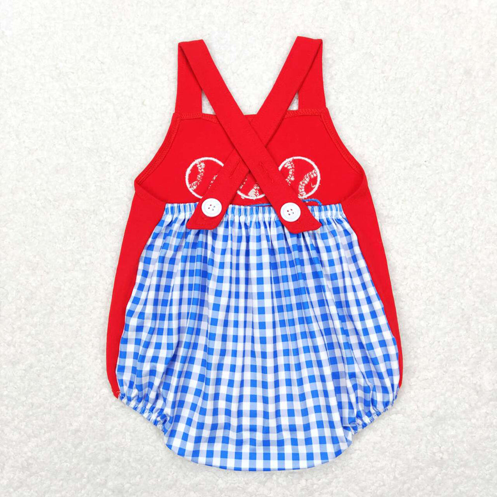 Baby Infants Boys Red Baseball Straps Rompers