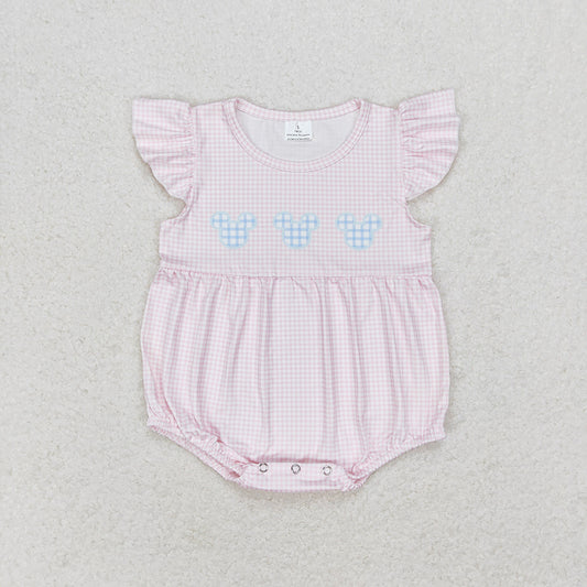 Baby Girls Pink Mouse Flutter Sleeve Summer Rompers