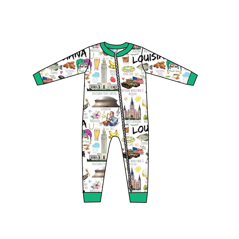 Baby Boys Lousiana Short Sleeve Zip Rompers preorder(moq 5)