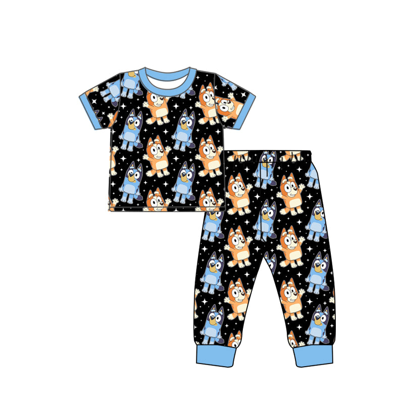 Baby Boys Dogs Blue Shirt Pants Pajamas Clothes Sets preorder(moq 5)