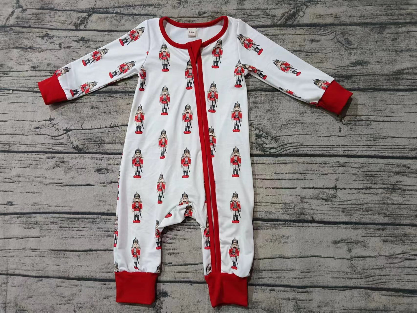 Baby Infant Christmas Soldier Red Zip Rompers preorder(moq 5)