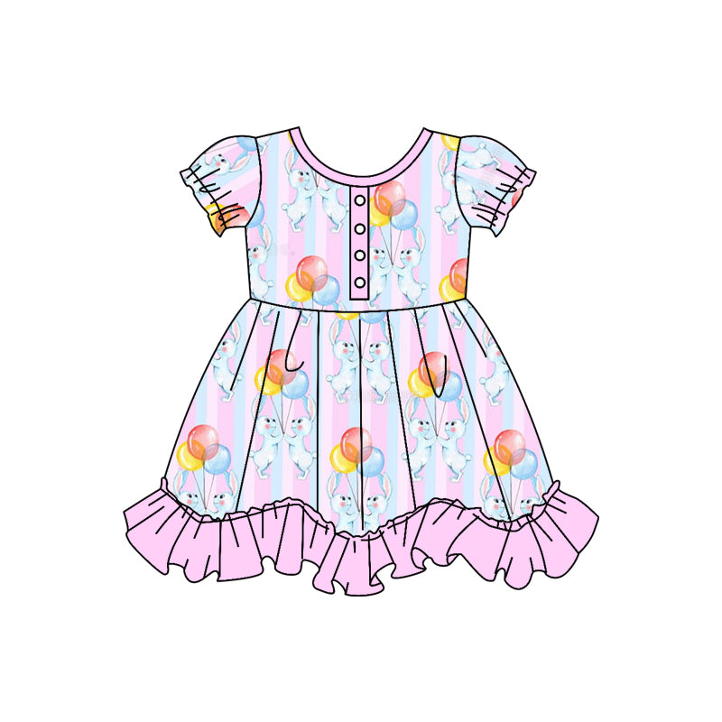 Baby Girls Bunny Balloon Ruffle Knee Length Dresses preorder(moq 5)