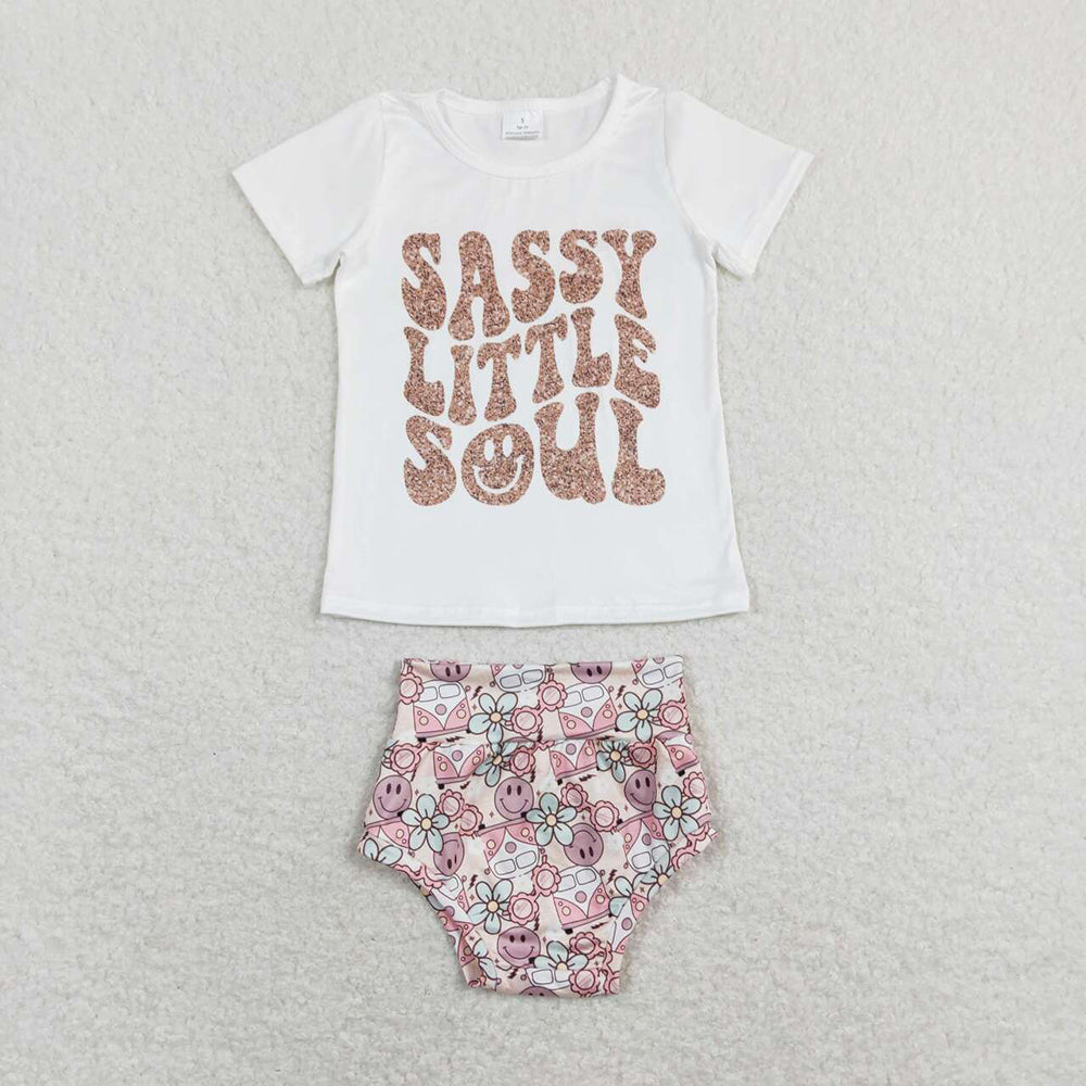 Baby Girls Infant Summer Sassy Little Soul Bummies Clothes Sets