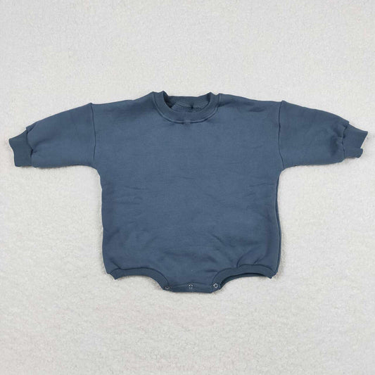 Baby Girls Thick Dark Blue Long Sleeve Romper Sweaters
