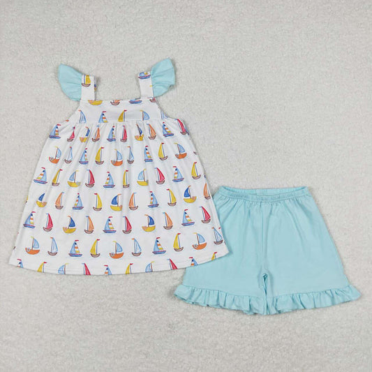 Baby Girls Sailboat Sibling Brother Rompers Clothes Sets
