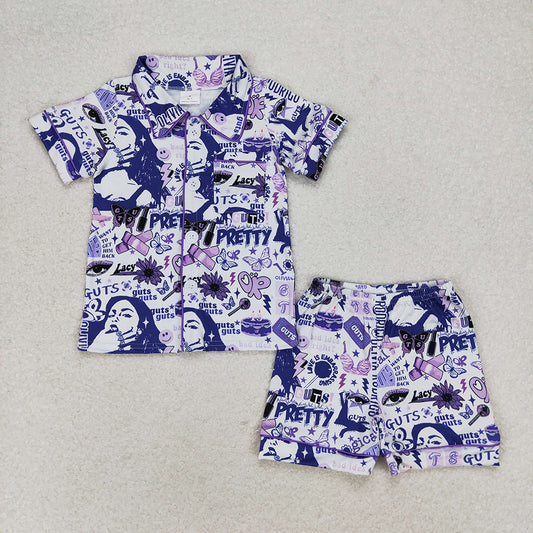 Baby Girls Olivia Singer Buttons Shirt Shorts Pajamas Clothes Sets