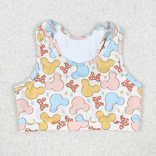 Baby Girls Cartoon Mouse Bows Sleeveless Vest Crop Tops