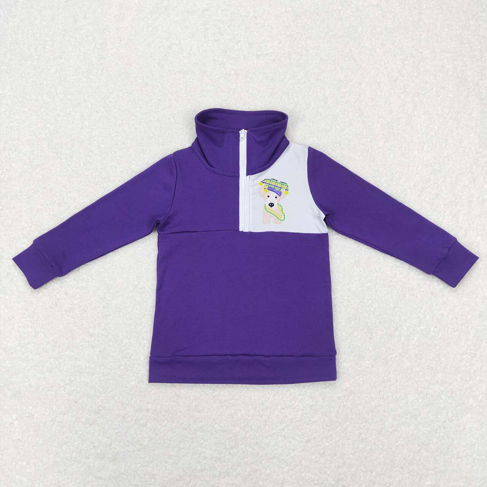 Baby Boys Mardi Gras Dogs Zip Pullovers Tops