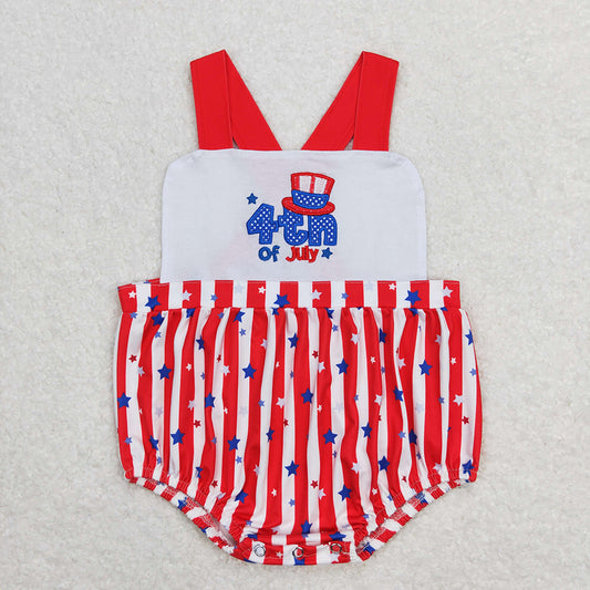 Baby Infant Boys Stars 4th Of July Straps Stripes Rompers