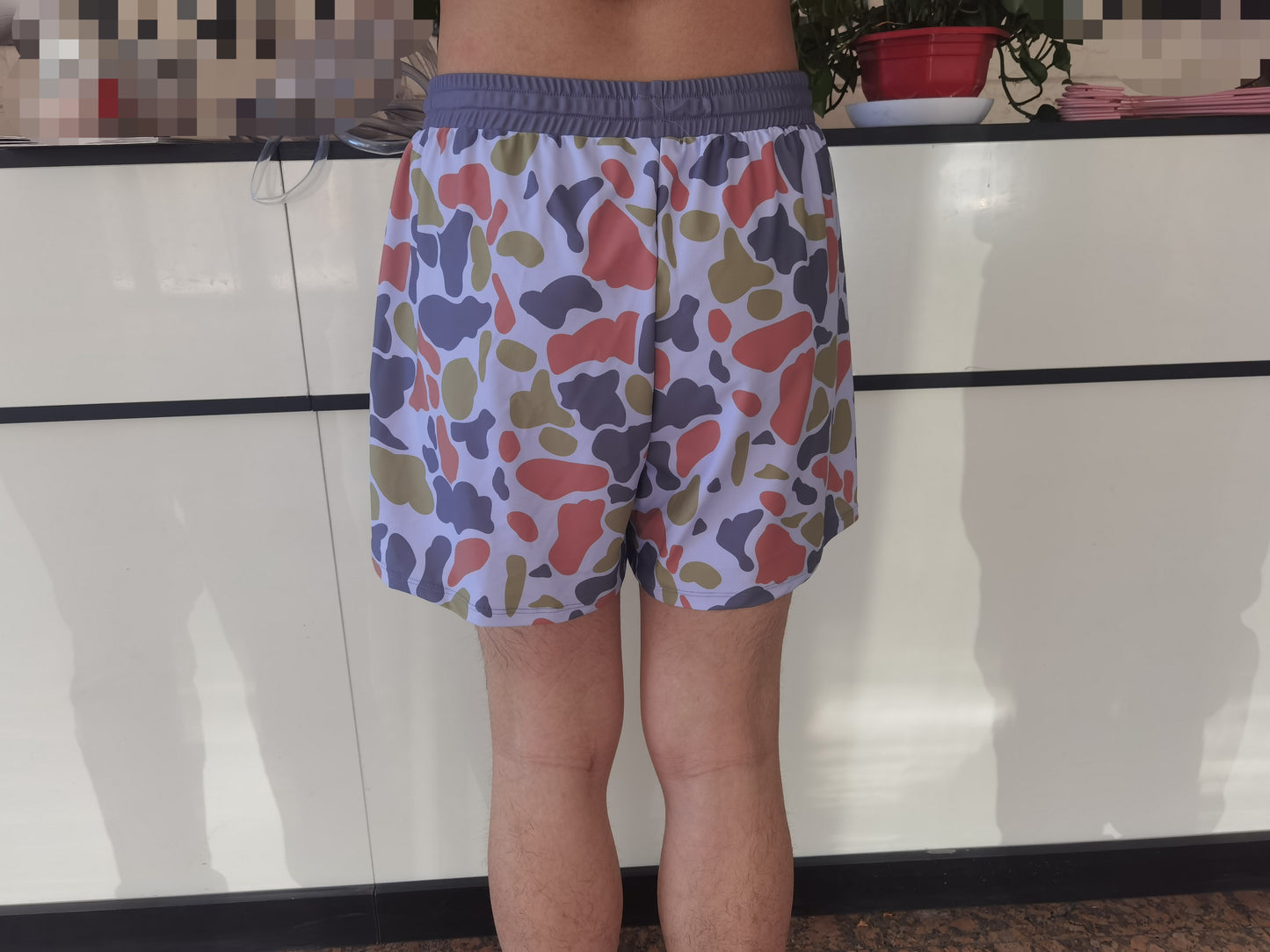 Adult Man Green Grey Camo Bottom Trunk Shorts Swimwear