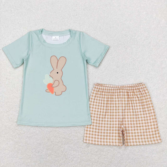 Baby Boys Easter Green Rabbit Shirt Shorts Outfits Clothing Sets