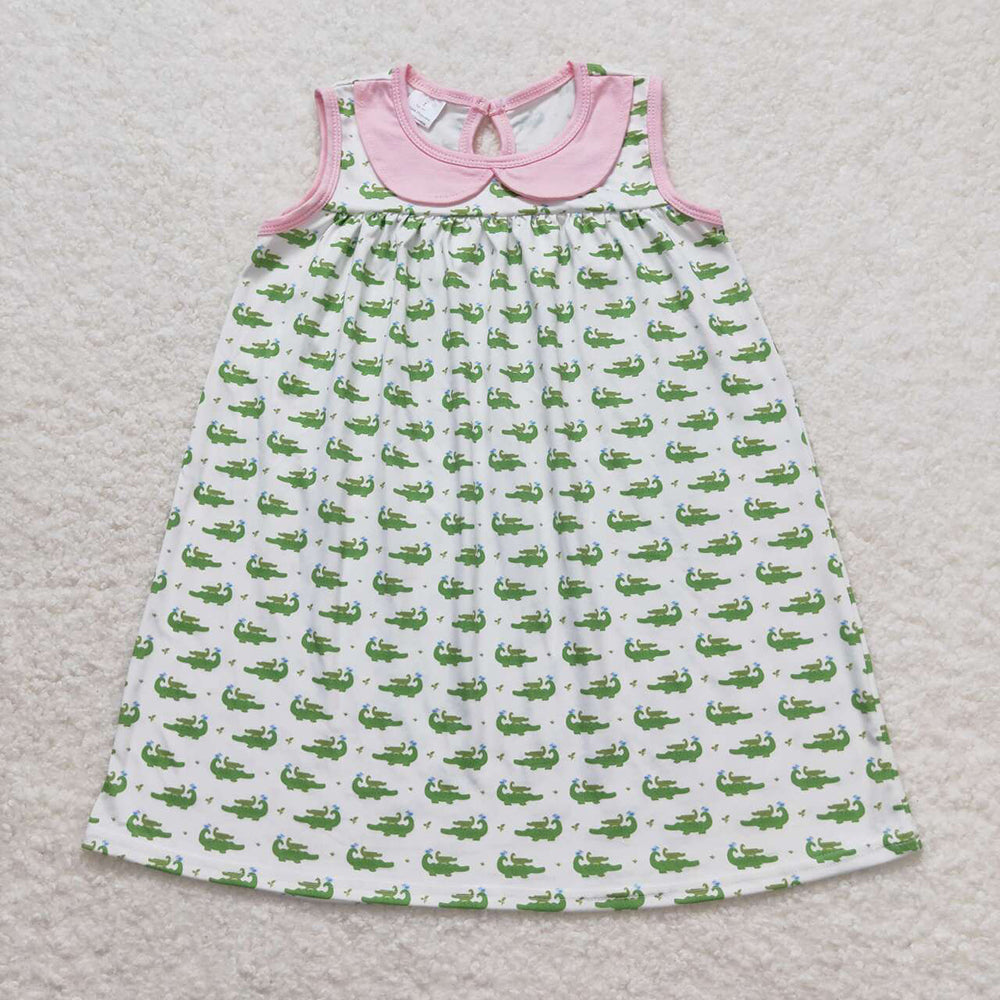 Baby Girls Green Crocodile Sleeveless Knee Length Dresses