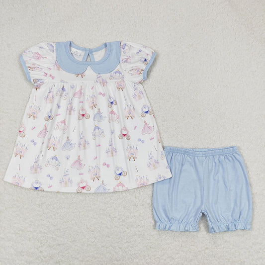 Baby Girls Princess Castle Tunic Ruffle Shorts Clothes Sets