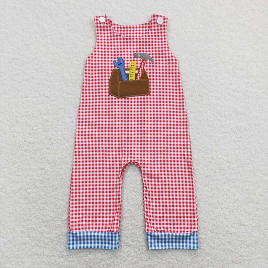 Baby Infant Boys Tools Red Checkered Rompers