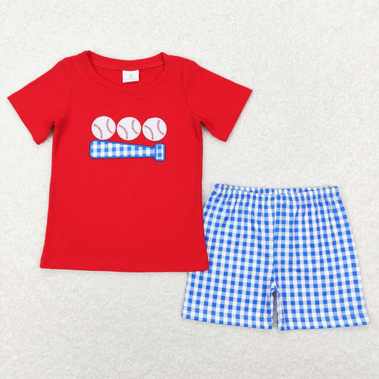 Baby Boys Red Baseball Shirt Shorts Clothes Sets