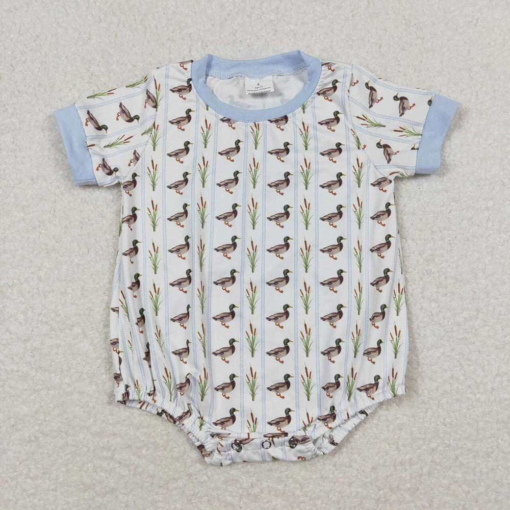 Baby Infant Boys Duck Stripes Short Sleeve Rompers