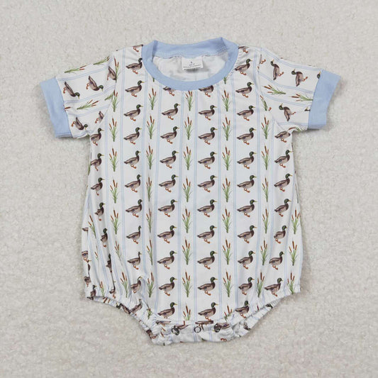 Baby Infant Boys Duck Stripes Short Sleeve Rompers