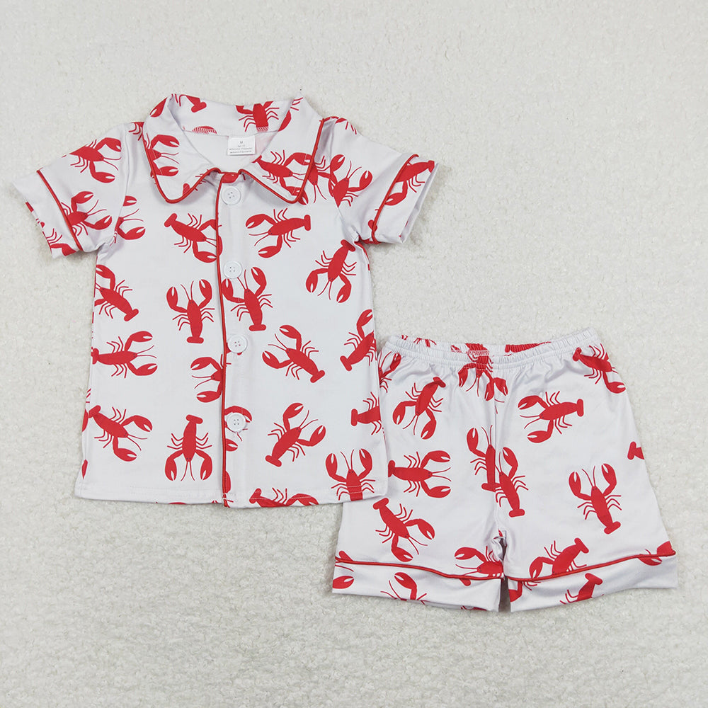 Baby Girls Boys Crawfish Top Shorts Pajamas Outfits Clothes Sets