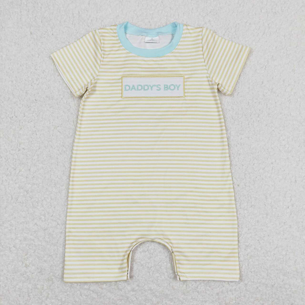 Baby Boys Daddy's Boy Yellow Stripes Rompers