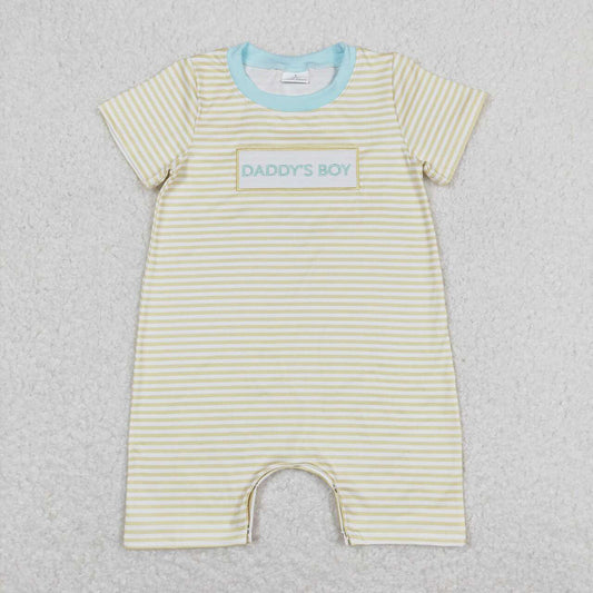 Baby Boys Daddy's Boy Yellow Stripes Rompers