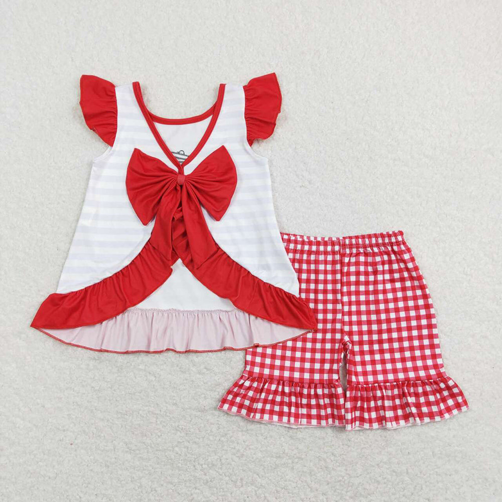 Baby Girls Crawfish Boiled Tee Ruffle Bow Tops Shorts Clothes Sets