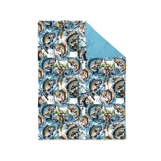 Baby Girls Fishing Blue Minky Blankets preorder(moq 5)