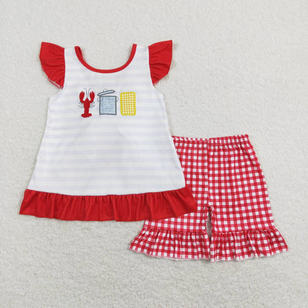 Baby Girls Crawfish Boiled Spring Sibling Rompers Clothes Sets