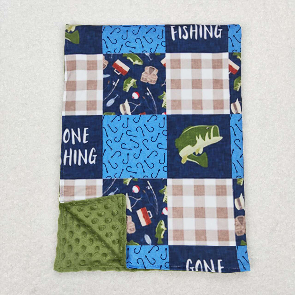 Baby Kids Go Fishing Minky Blankets