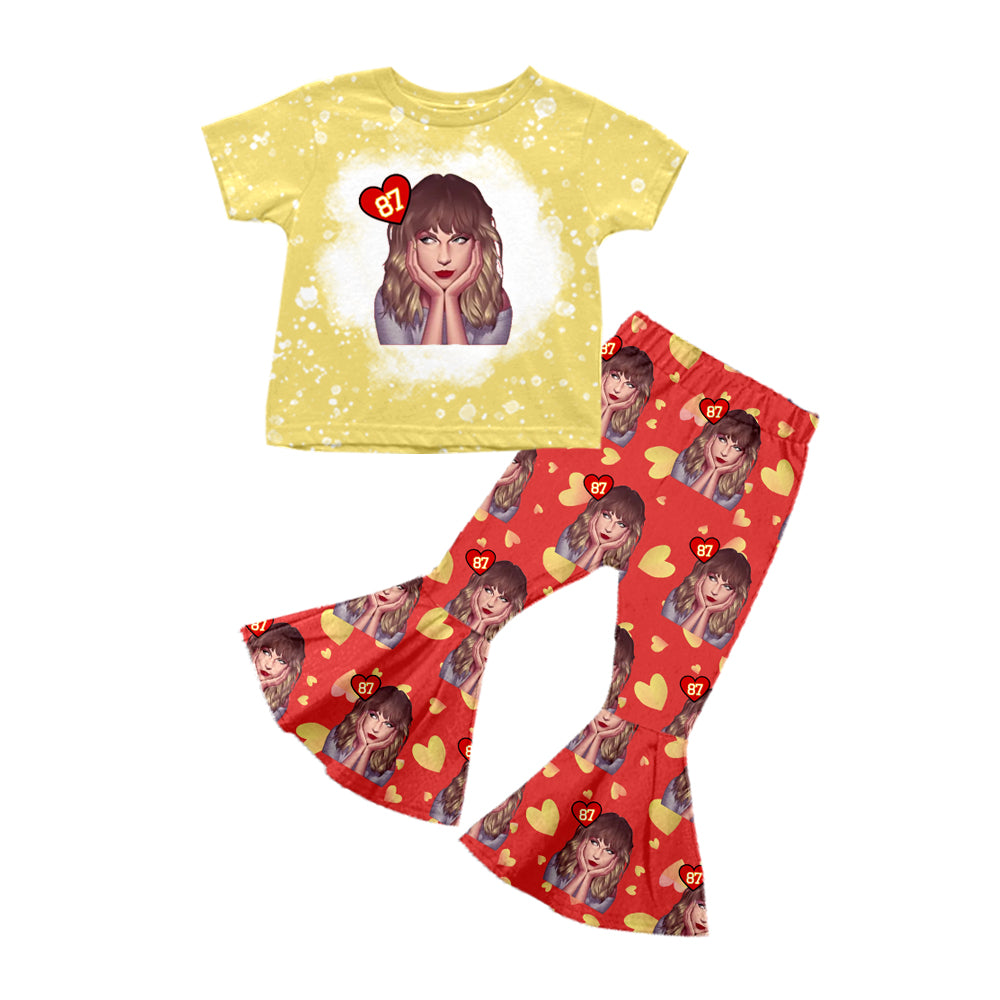 Baby Girls Red Singer Top Shirts Bell Fashion Pants Outfits Clothes Sets preorder(moq 5)