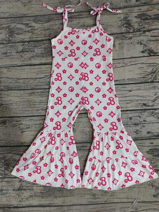 Baby Girls Pink Doll Straps Bell Pants Jumpsuits Preorder(moq 5)