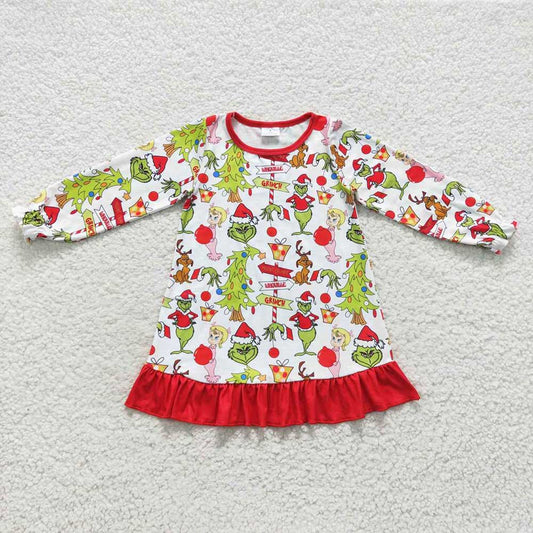 Baby Girls Christmas Frog Ruffle Gowns Dresses
