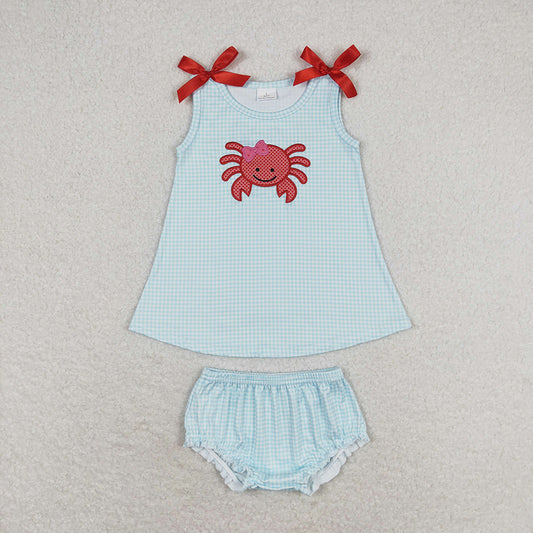 Baby Girls Crab Blue Tunic Top Bummies Clothes Sets