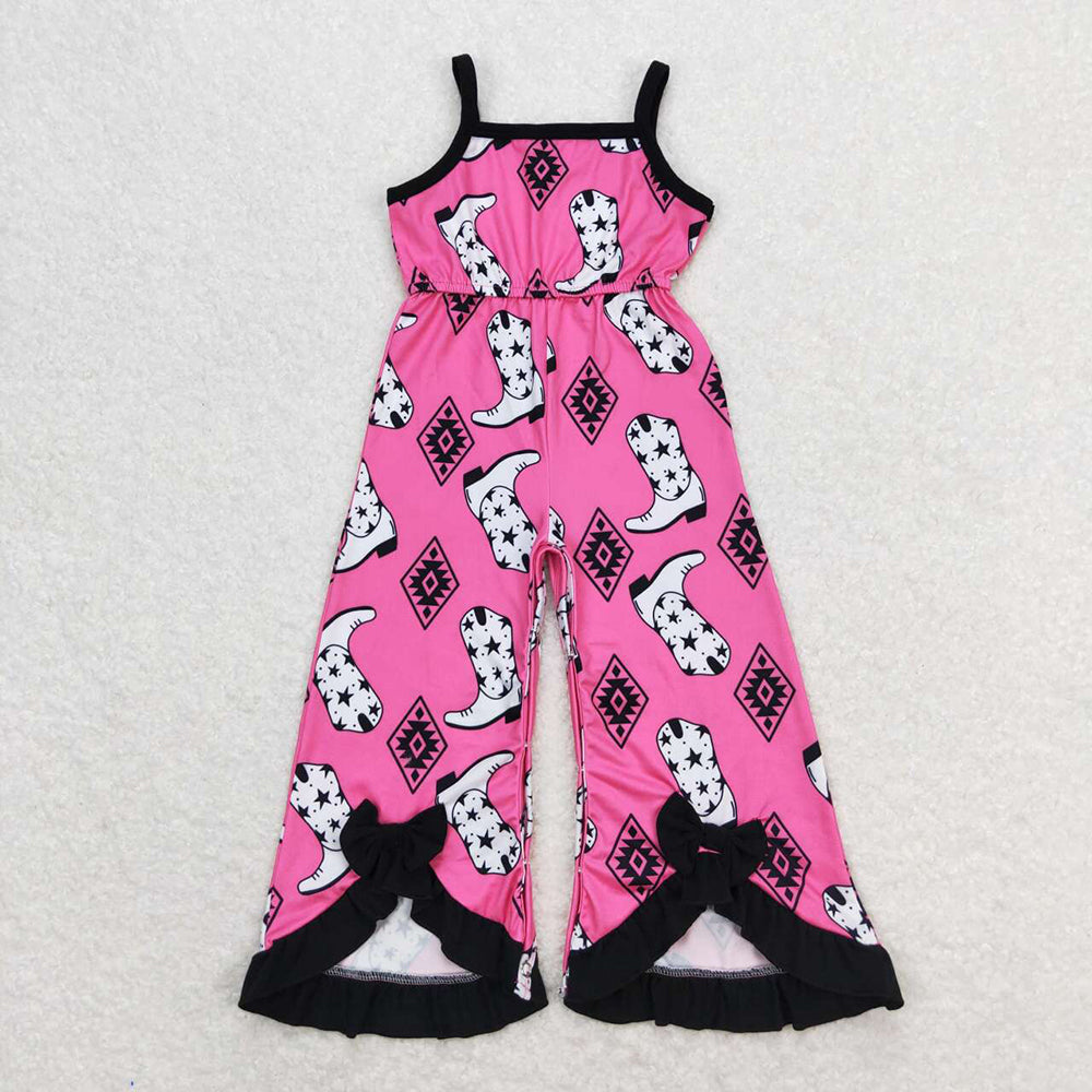 Baby Girls Straps Boots Aztec Bows Bell Bottom Jumpsuits