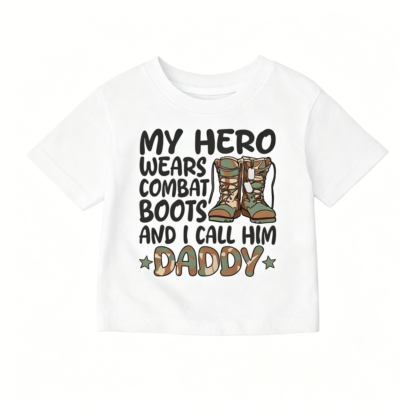 Preorder (moq 5)Baby Girls Short Sleeve Camo Boots Daddy T-shirts Tops