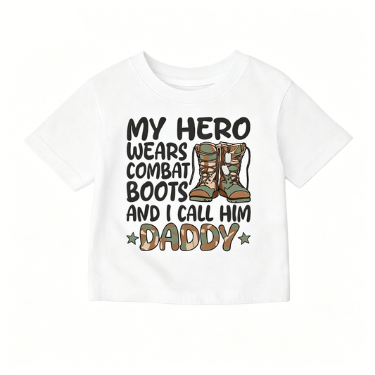 Preorder (moq 5)Baby Girls Short Sleeve Camo Boots Daddy T-shirts Tops