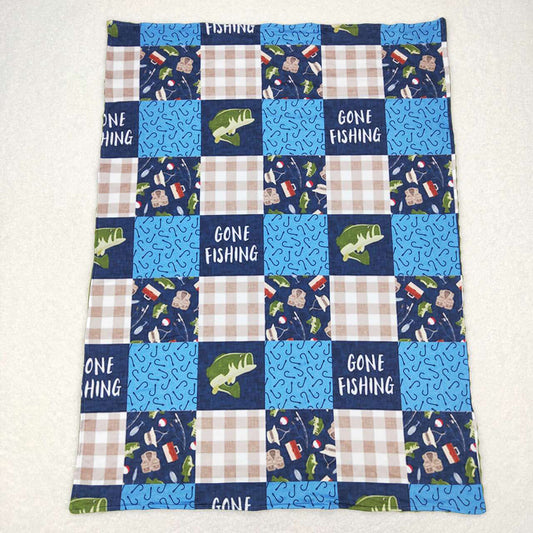 Baby Kids Go Fishing Minky Blankets