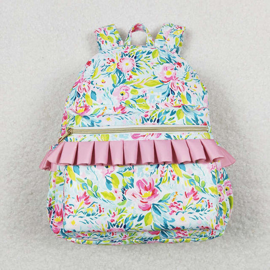 Baby Kids Girls Green Pink Flowers Backpack Back Bags