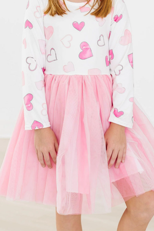 Baby Girls Valentines Heart Pink Tutu Knee Length Dresses preorder(moq 5)