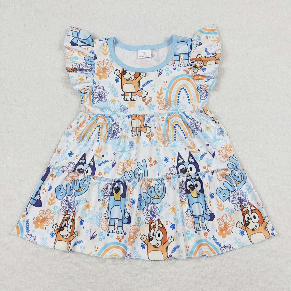 Baby Girls Dog Flowers Rainbow Tunic Tops