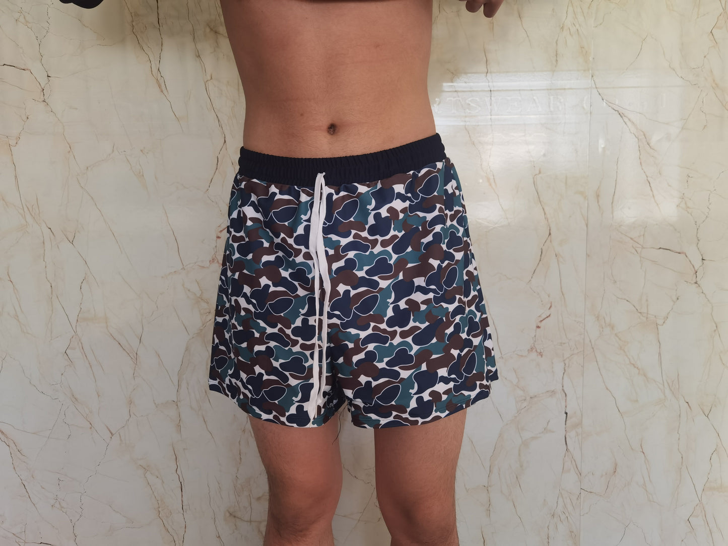 Adult Man Green Camo Bottom Trunk Shorts Swimwear