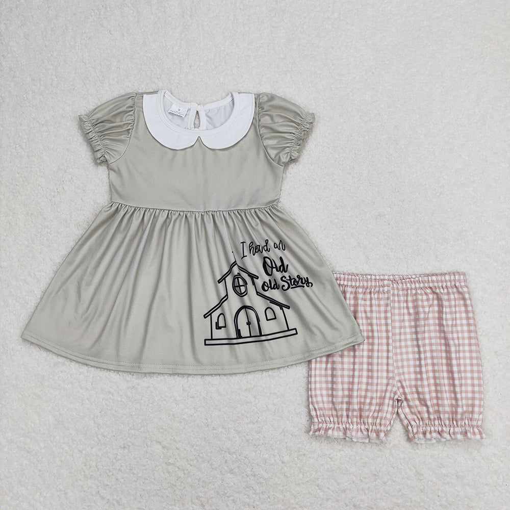 Baby Girls Old Story Tunic Top Elastic Shorts Clothes Sets