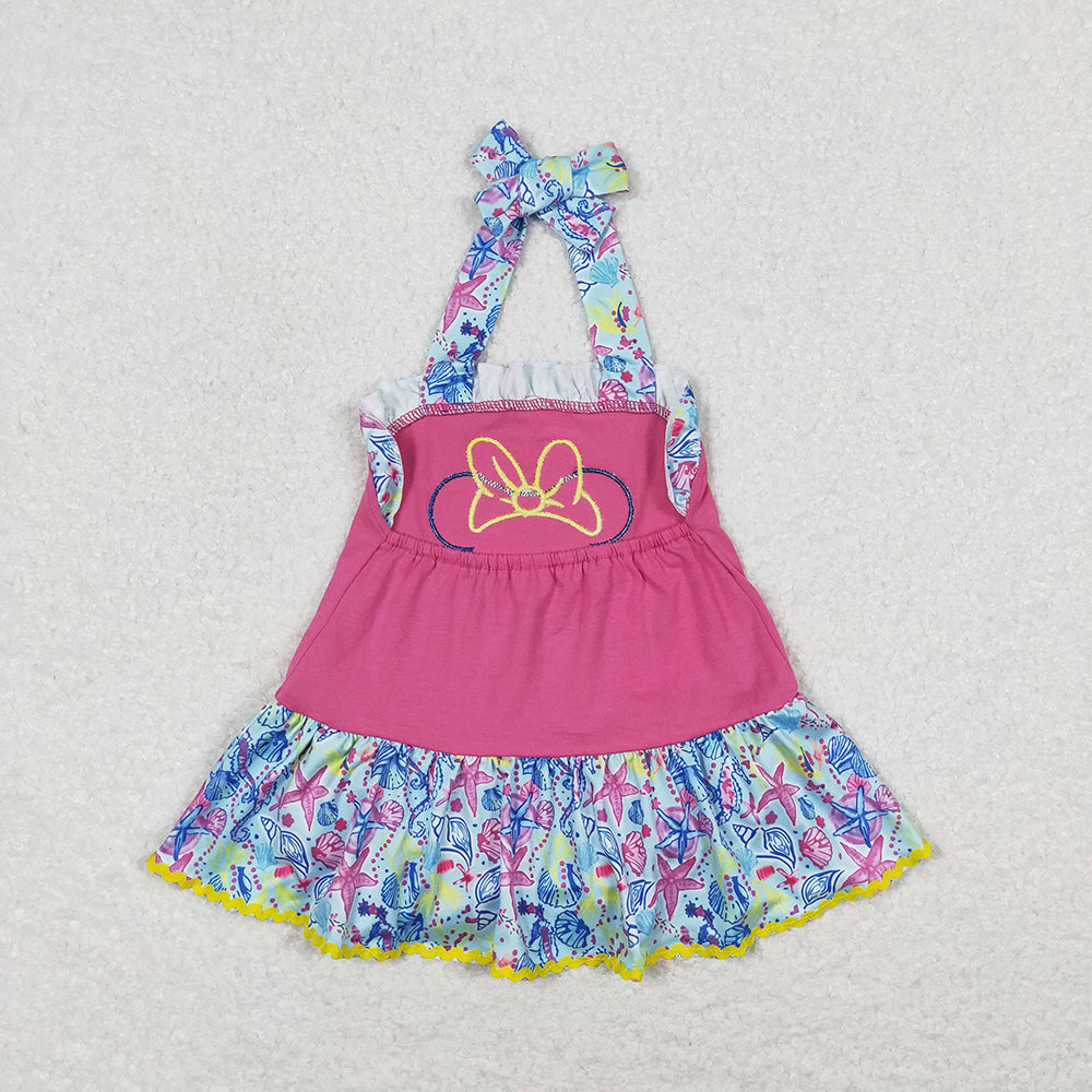 Baby Girls Pink Cartoon Halter Summer Rompers