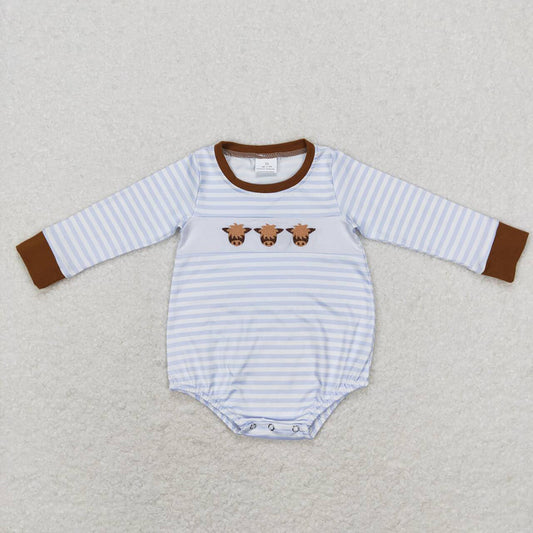 Baby Boys Highland Cow Western Long Sleeve Rompers