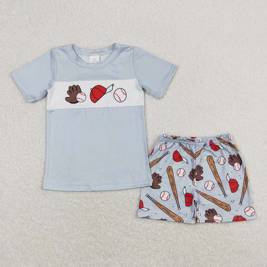 Baby Boys Blue Baseball Shirt Top Shorts Outfits Clothes Sets