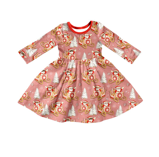 Baby Girls Sleigh All Day Christmas Santa Twirl Dresses preorder(moq 5)