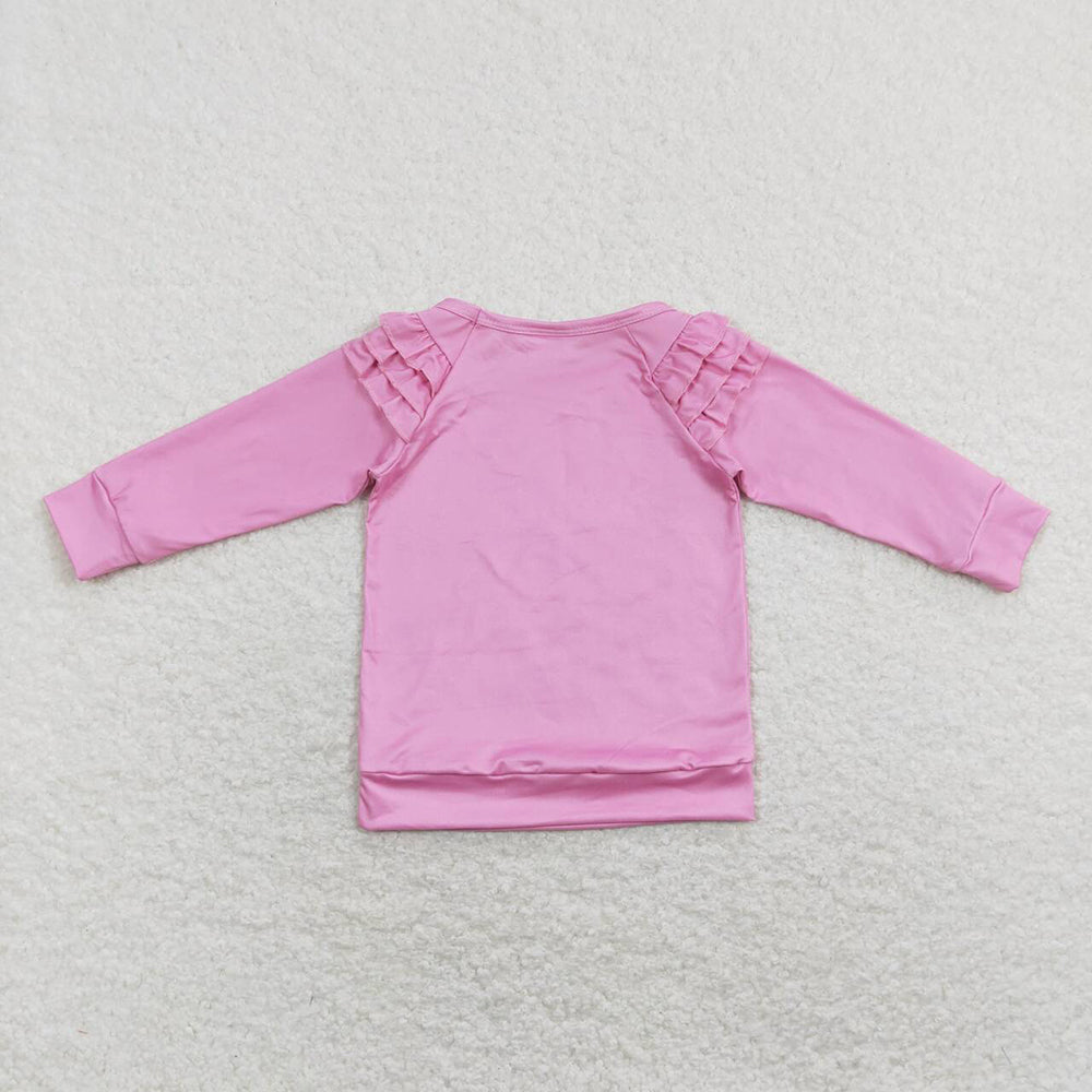 Baby Girls Valentines XOXO Pink Ruffle Long Sleeve Tee Shirts Tops