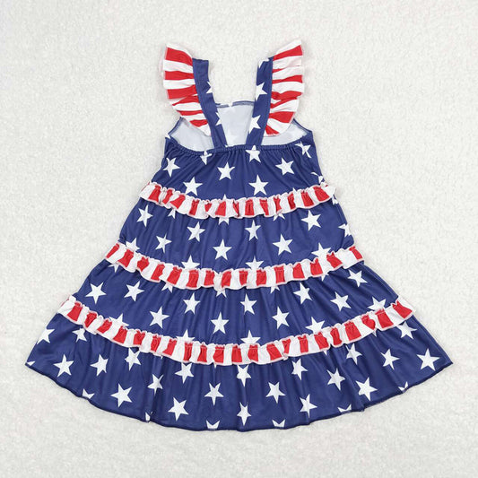 Baby Girls Toddler 4th Of July Stars Knee Length Dresses