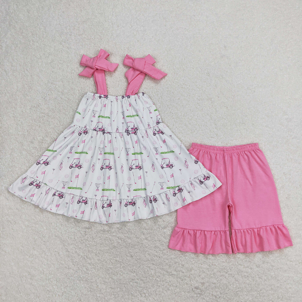 Baby Girls Golf Straps Tunic Top Shorts Clothes Sets
